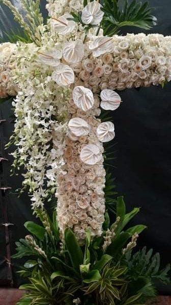 cross-shaped wreath flowers