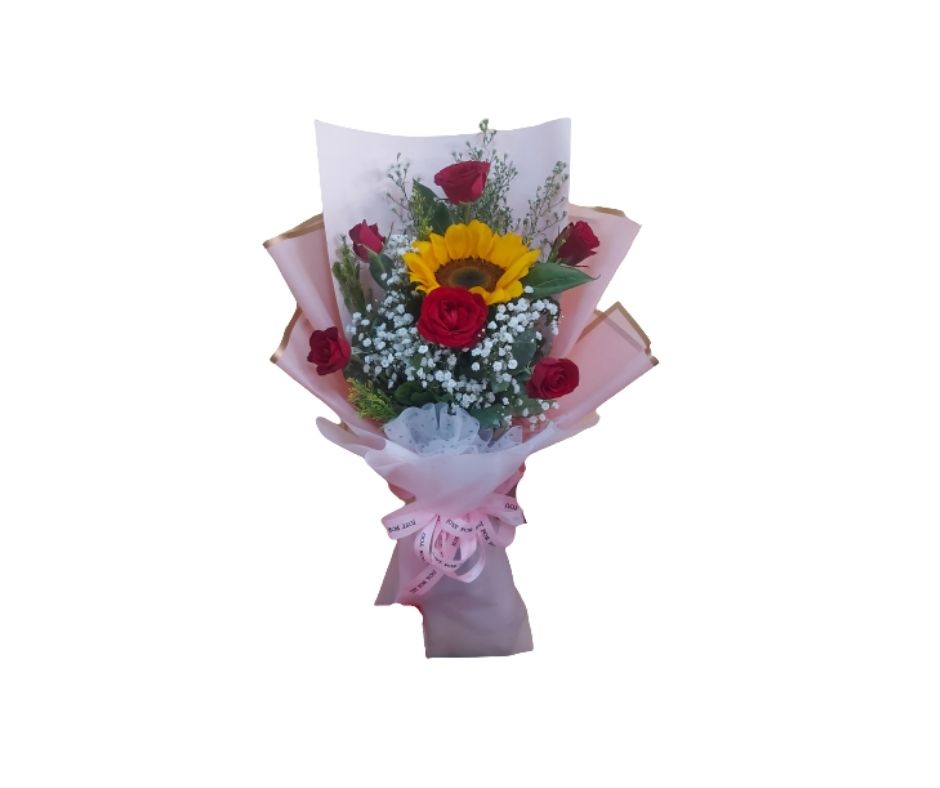 sunflower and roses bouquet