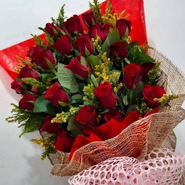 2 DOZEN RED ROSSES WITH NATIVE WRAPPER